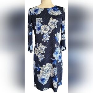 Tommy Hilfiger Blue Floral Grommet Detail 3/4 Sleeve Shift Dress Women's 2